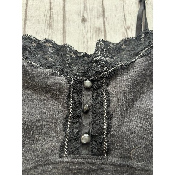 Y2k Dark Grey XS American Eagle Lace Tank  Cami Long Layering Shelf Bra - Picture 4 of 10